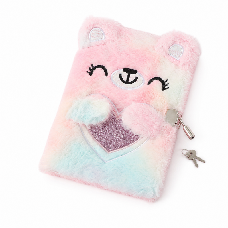 Owl Plush Lock Journal Notebook
