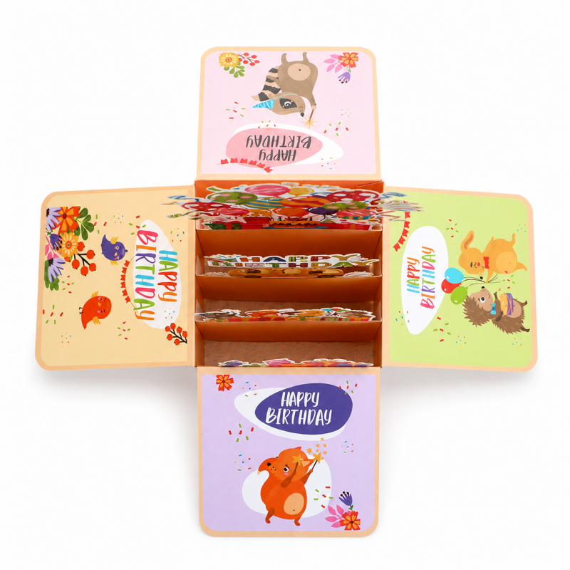 Animal Birthday Box Pop Up Card