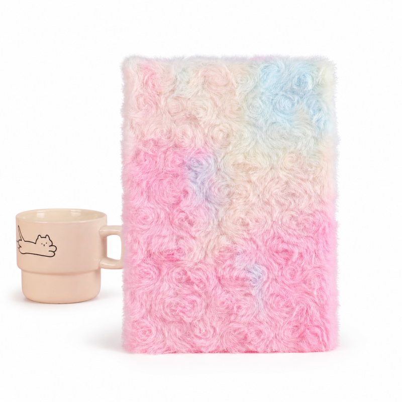 Pastel Tie Dye Plush Journal Notebook