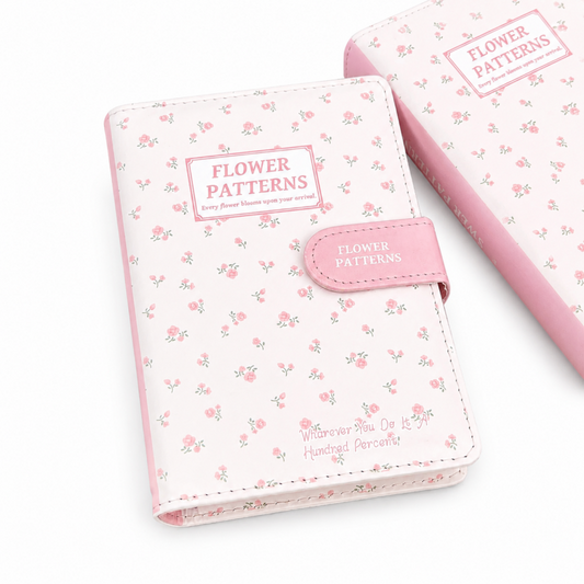 Pink Floral Magnetic Binder Notebook
