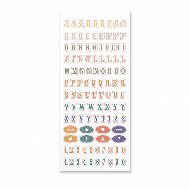 Alphabet Number Decorative Sticker Set-12Sheets