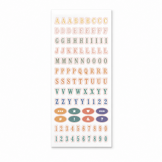 Alphabet Number Decorative Sticker Set-12Sheets