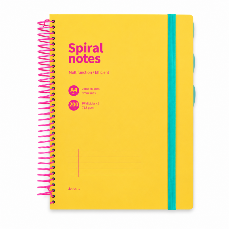 A4 Colorful Large Coil Spiral Notebook