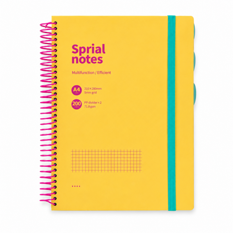 A4 Colorful Large Coil Spiral Notebook