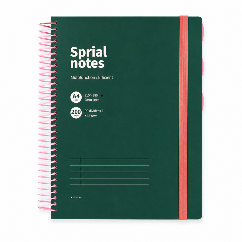 A4 Colorful Large Coil Spiral Notebook